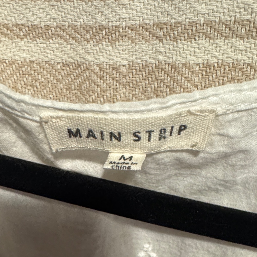 Main Strip White Eyelet Button-Down Blouse - Picture 2 of 6